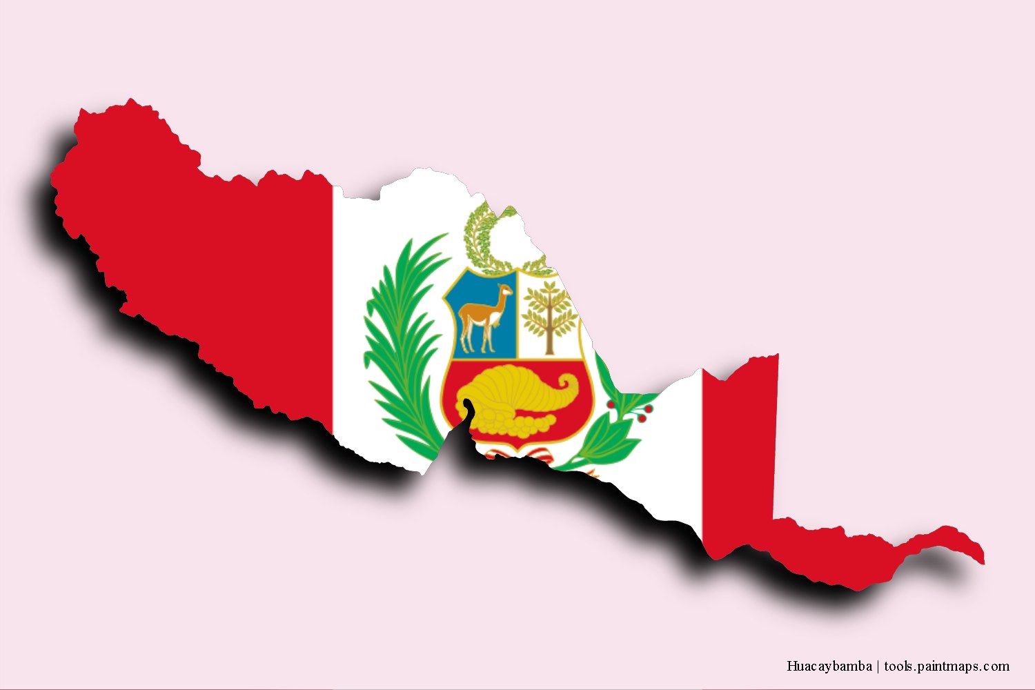 flag map of Huacaybamba with 3D shadow effect