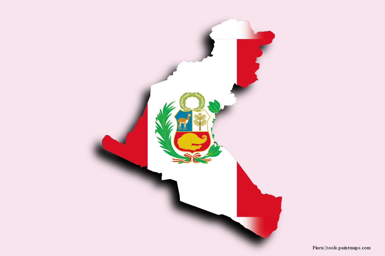 flag map of Piura with 3D shadow effect