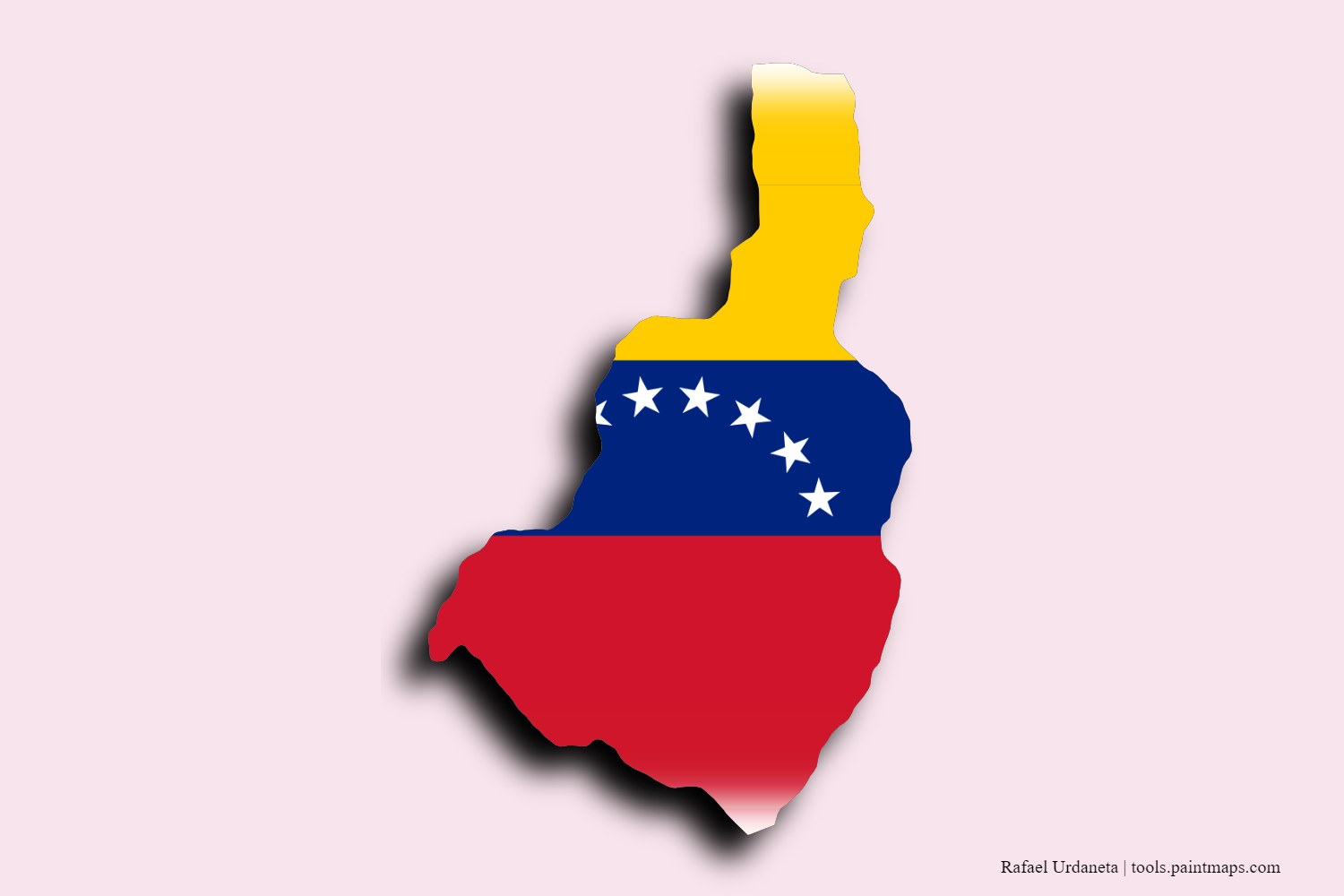 Mapa de la bandera de Rafael Urdaneta con efecto de sombra 3D