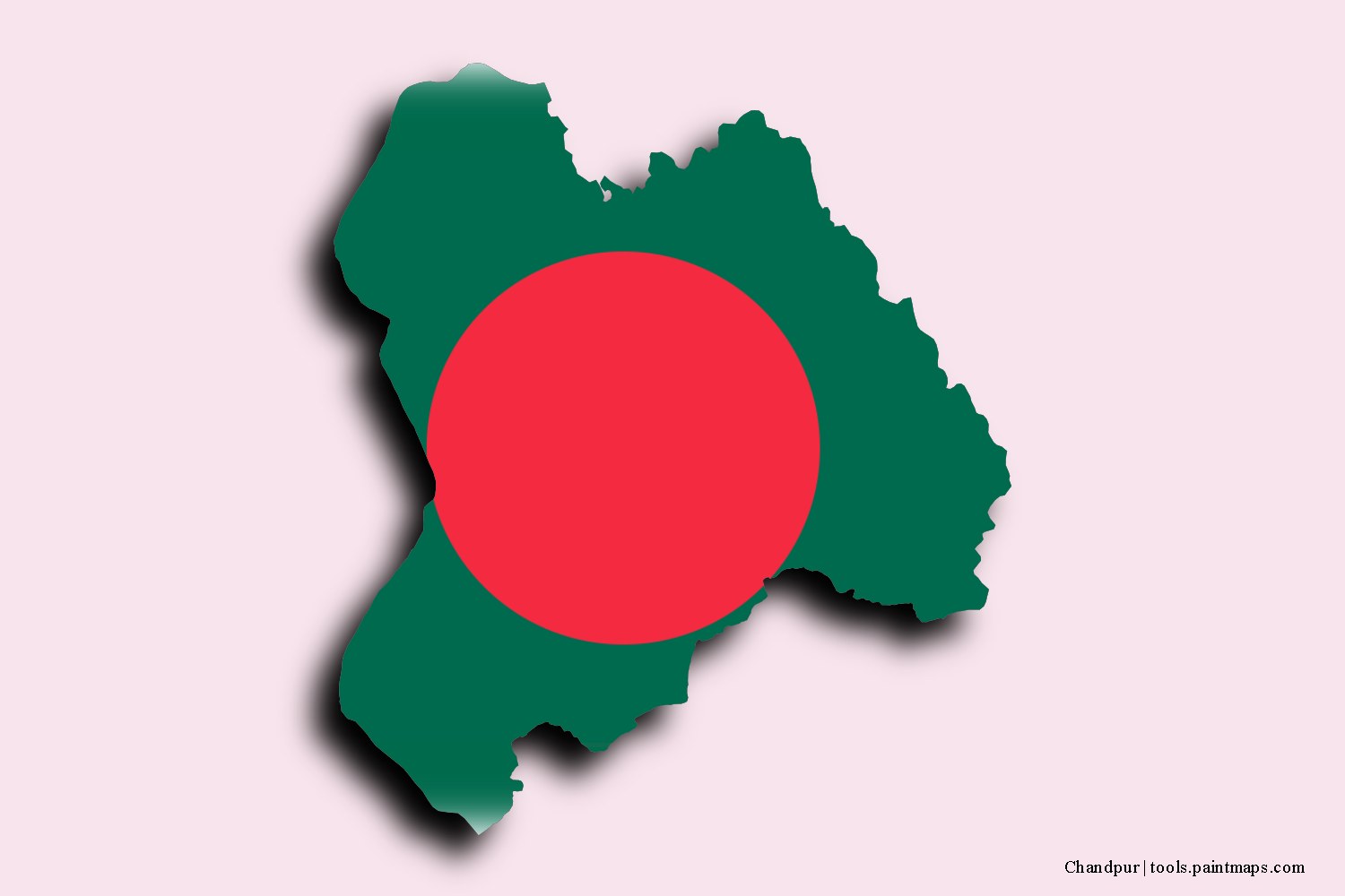 flag map of Chandpur with 3D shadow effect