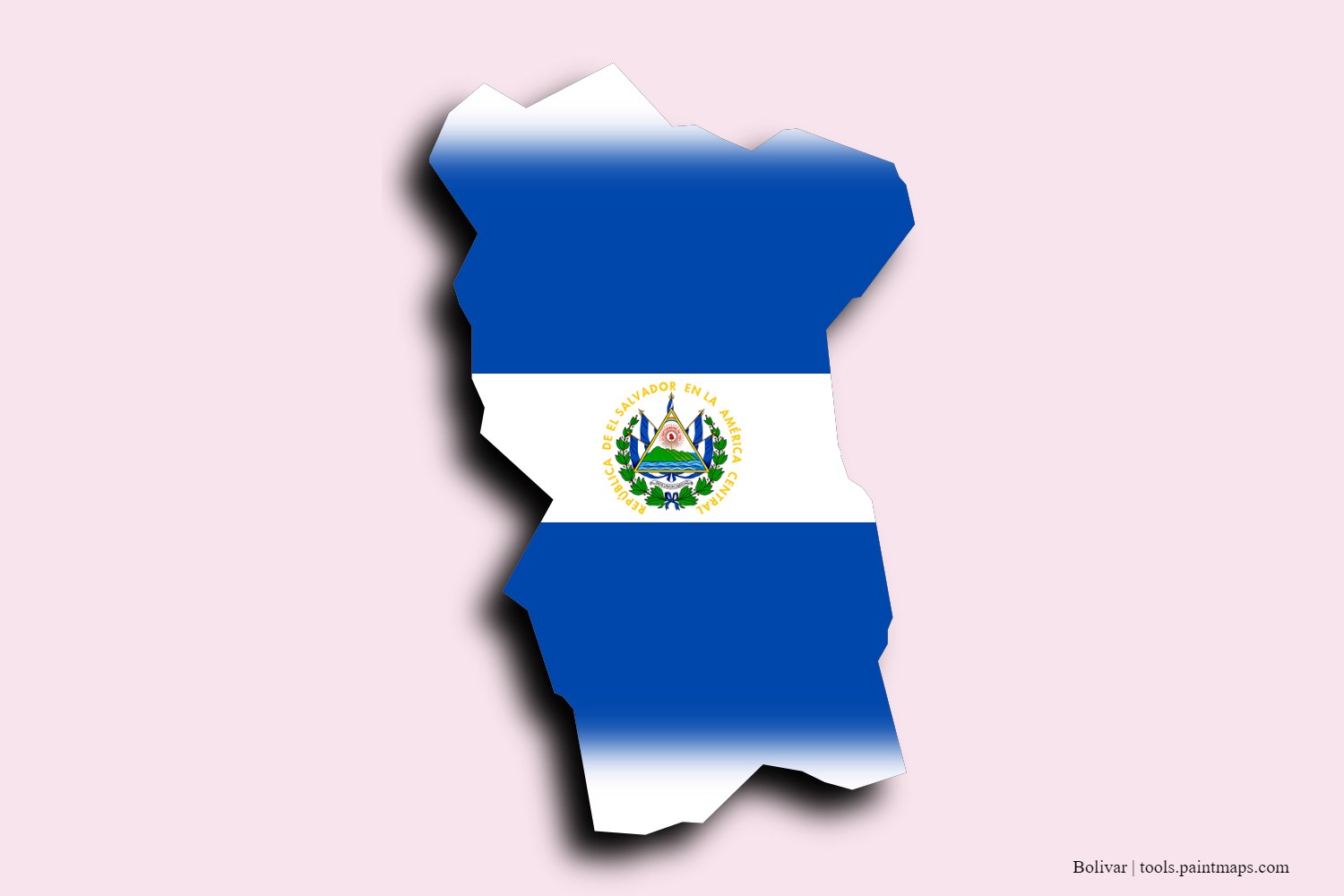 flag map of Bolivar with 3D shadow effect