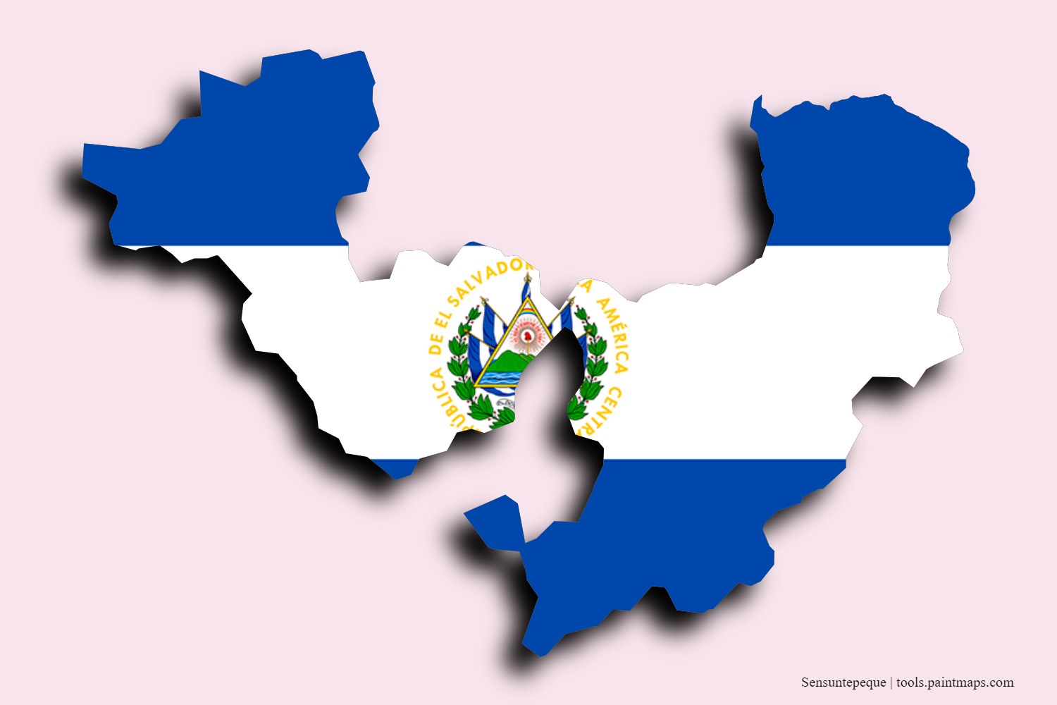 Mapa de la bandera de Sensuntepeque con efecto de sombra 3D