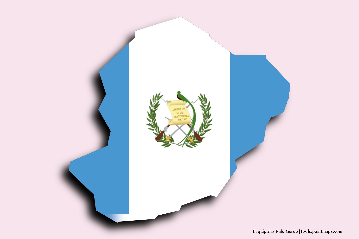 flag map of Esquipulas Palo Gordo with 3D shadow effect