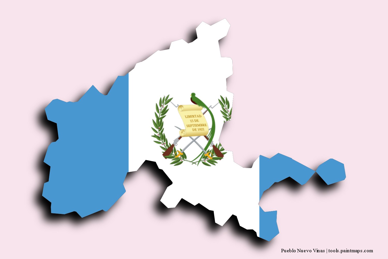 Mapa de la bandera de Pueblo Nuevo Vinas con efecto de sombra 3D