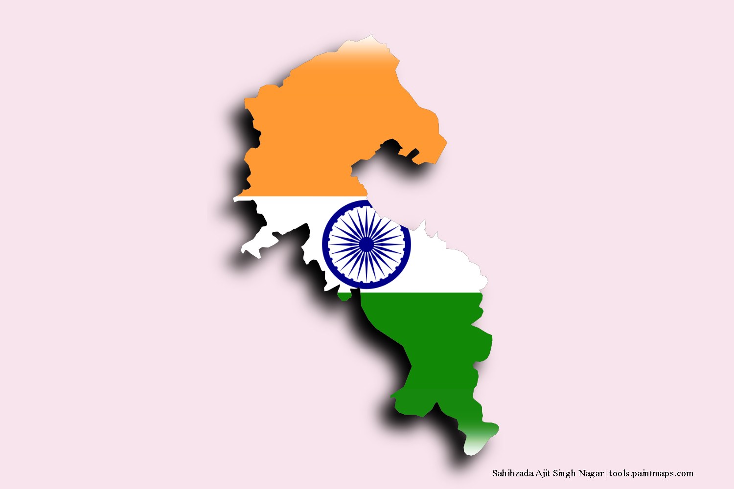 flag map of Rupnagar with 3D shadow effect