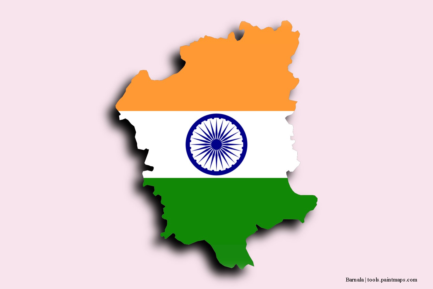 flag map of Barnala with 3D shadow effect