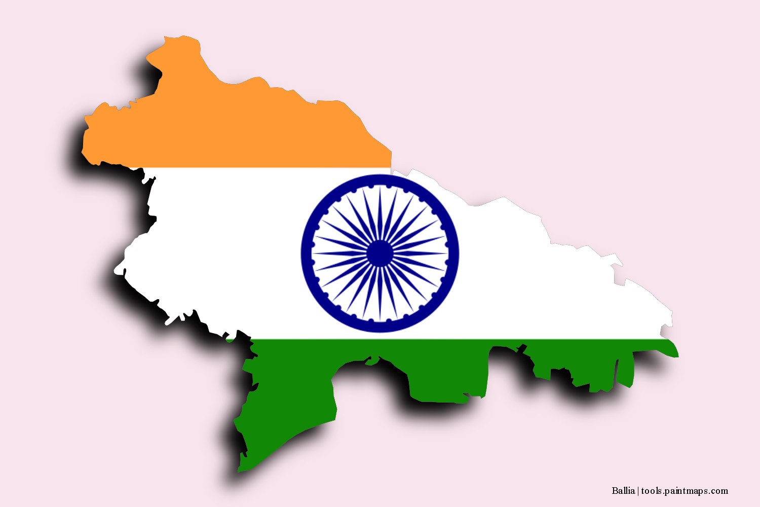 flag map of Ballia with 3D shadow effect