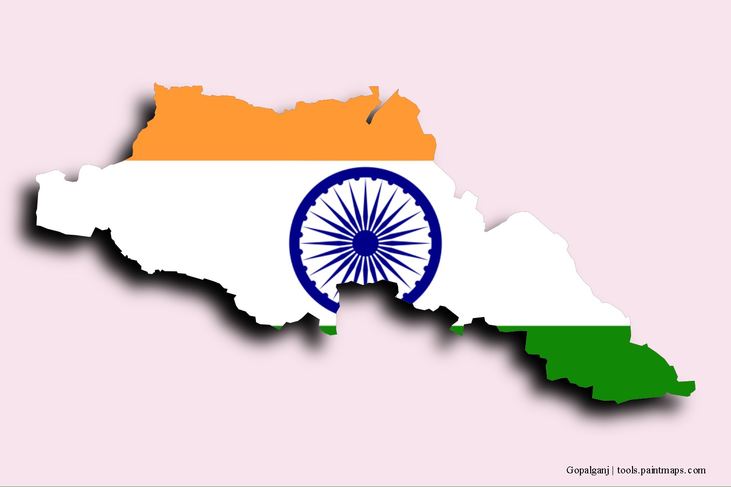 flag map of Gopalganj with 3D shadow effect