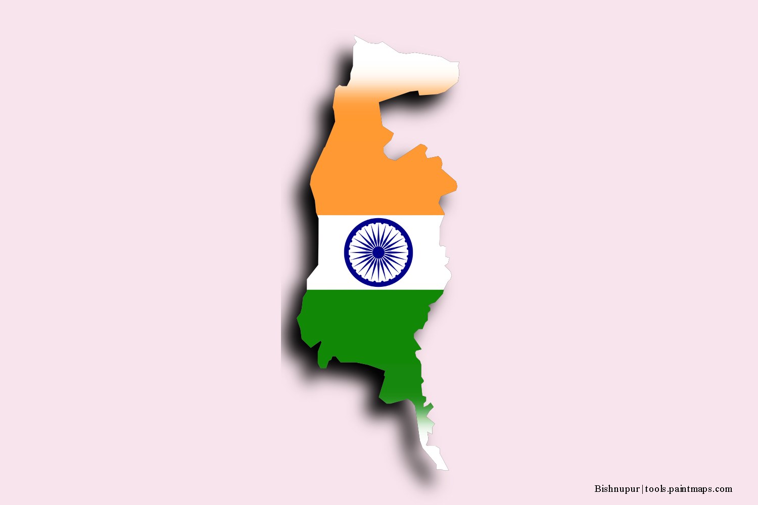 flag map of Bishnupur with 3D shadow effect