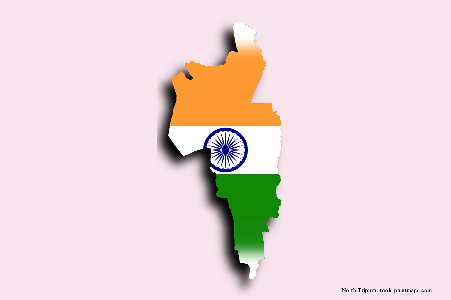 flag map of North Tripura with 3D shadow effect