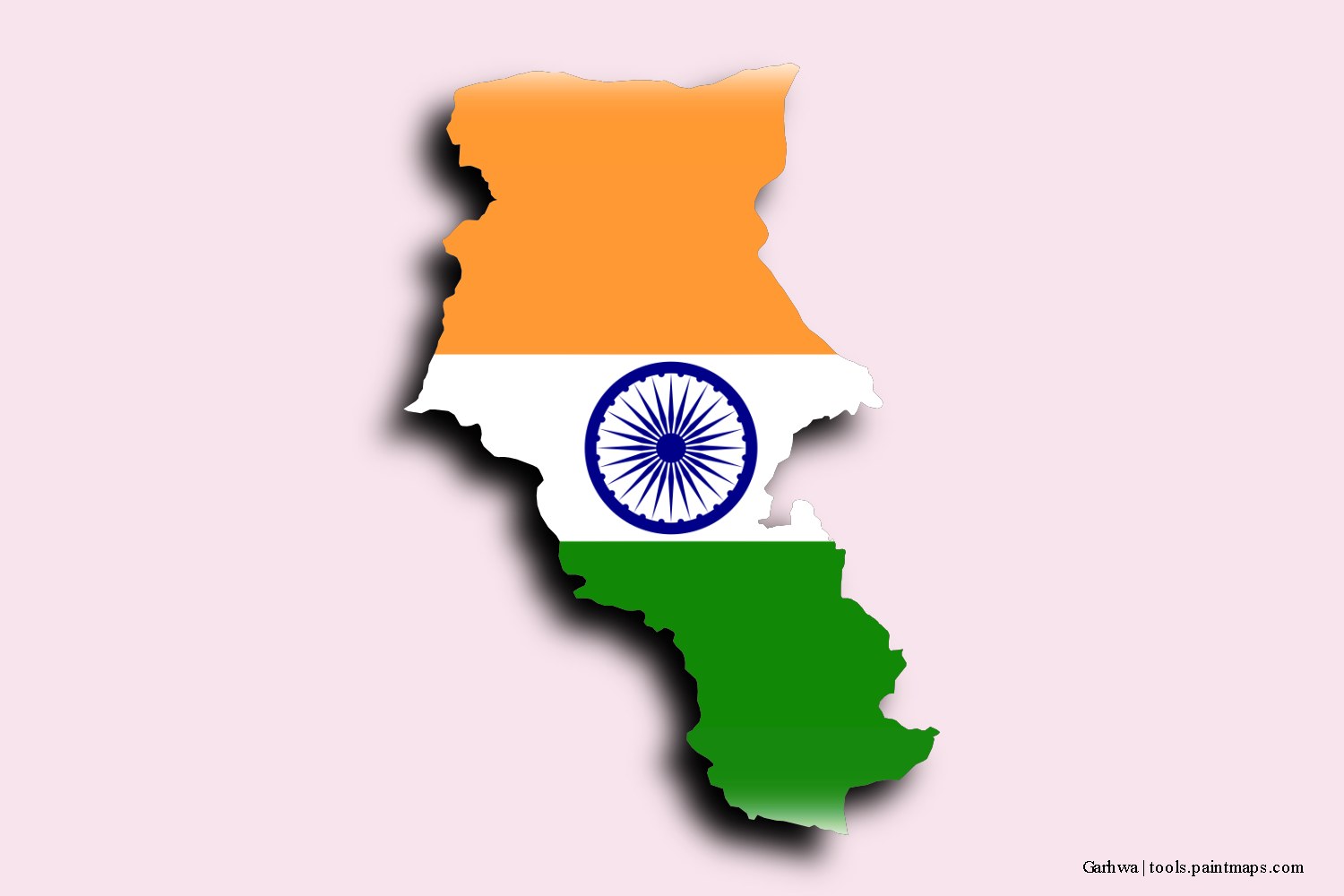 flag map of Garhwa with 3D shadow effect