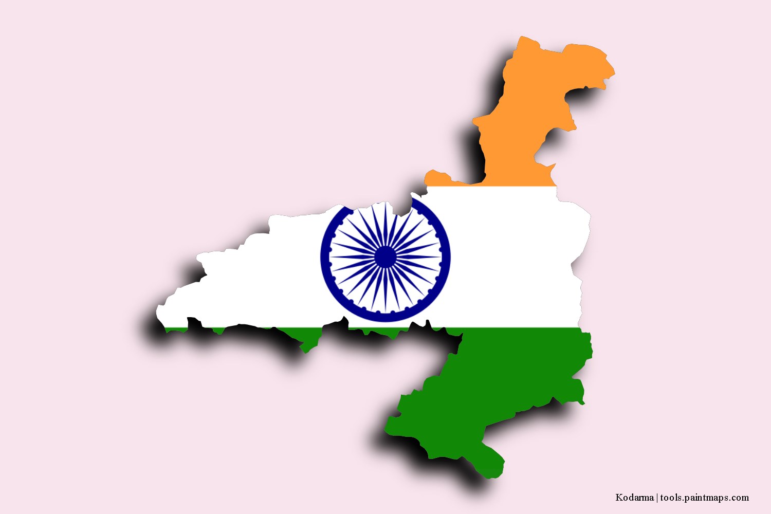 flag map of Hazaribagh with 3D shadow effect