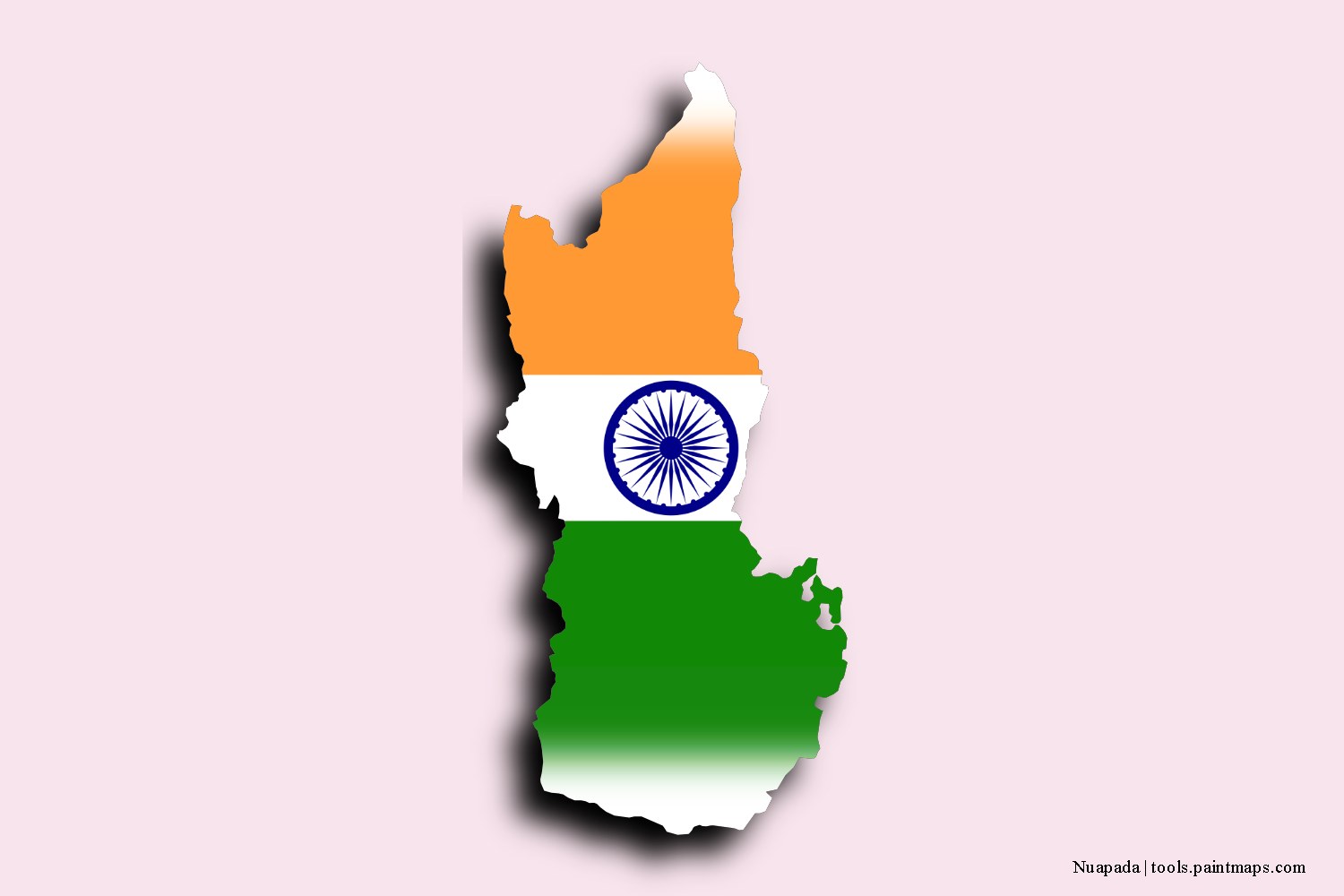 flag map of Nuapada with 3D shadow effect