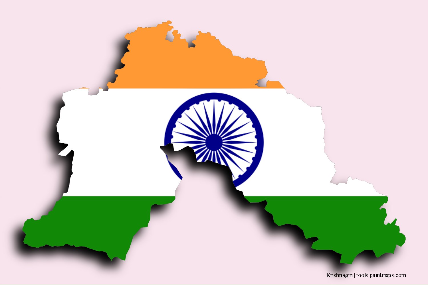 flag map of Krishnagiri with 3D shadow effect