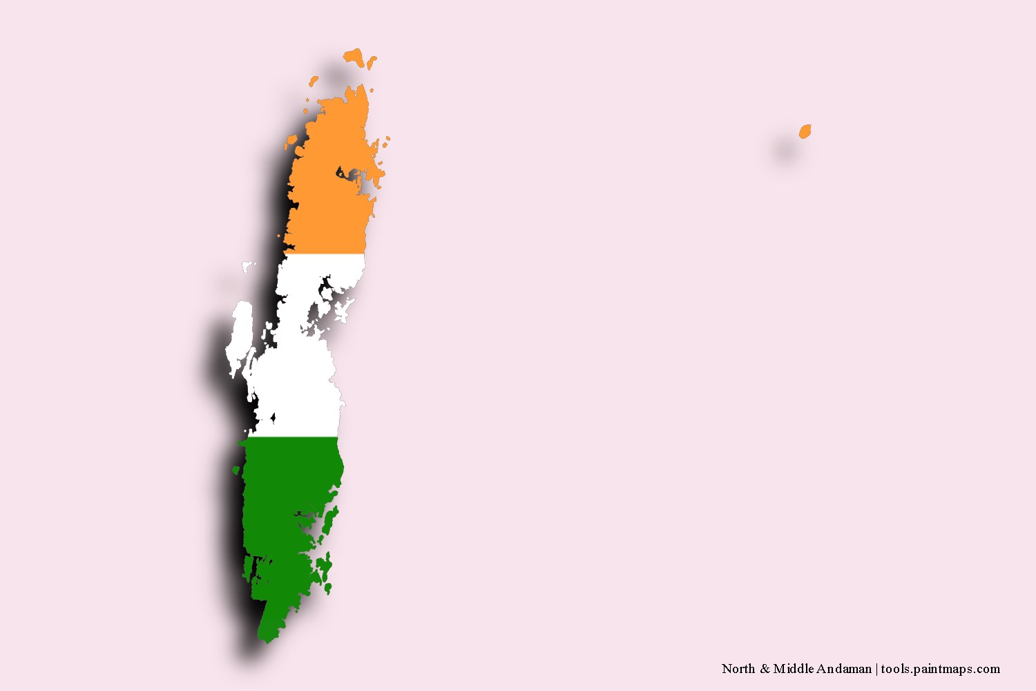 flag map of North and Middle Andaman with 3D shadow effect