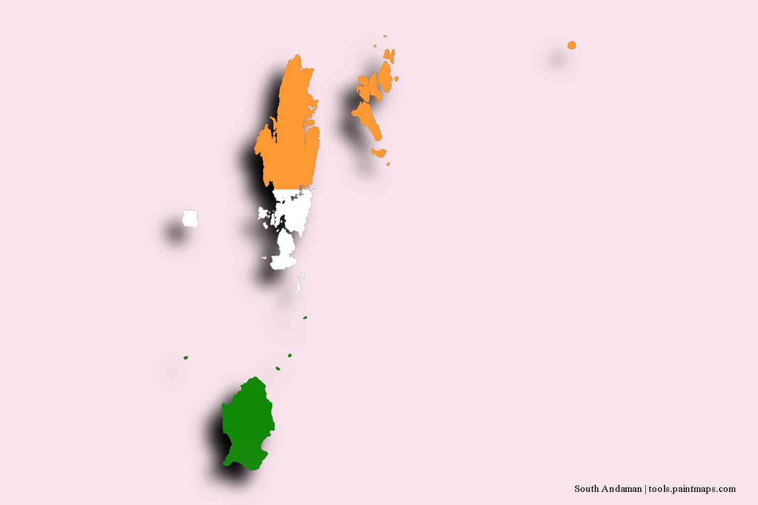 Mapa de la bandera de South Andaman con efecto de sombra 3D