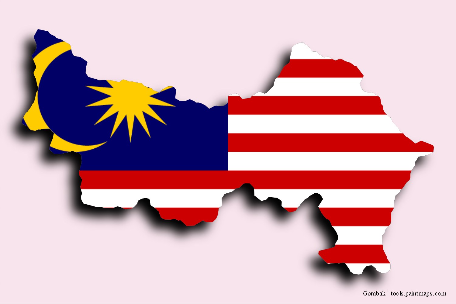 flag map of Gombak with 3D shadow effect