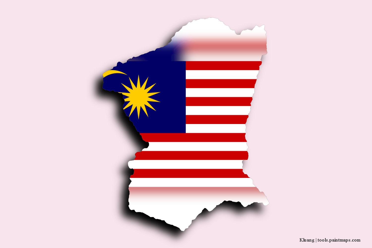 flag map of Kluang with 3D shadow effect