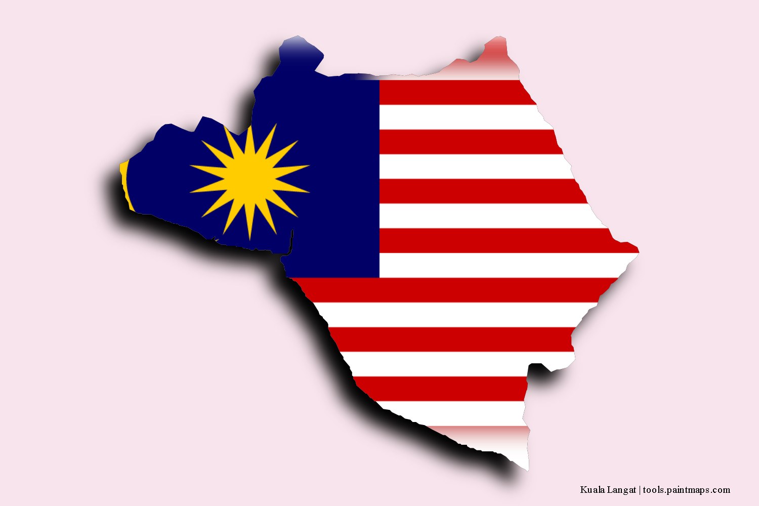 flag map of Kuala Langat with 3D shadow effect