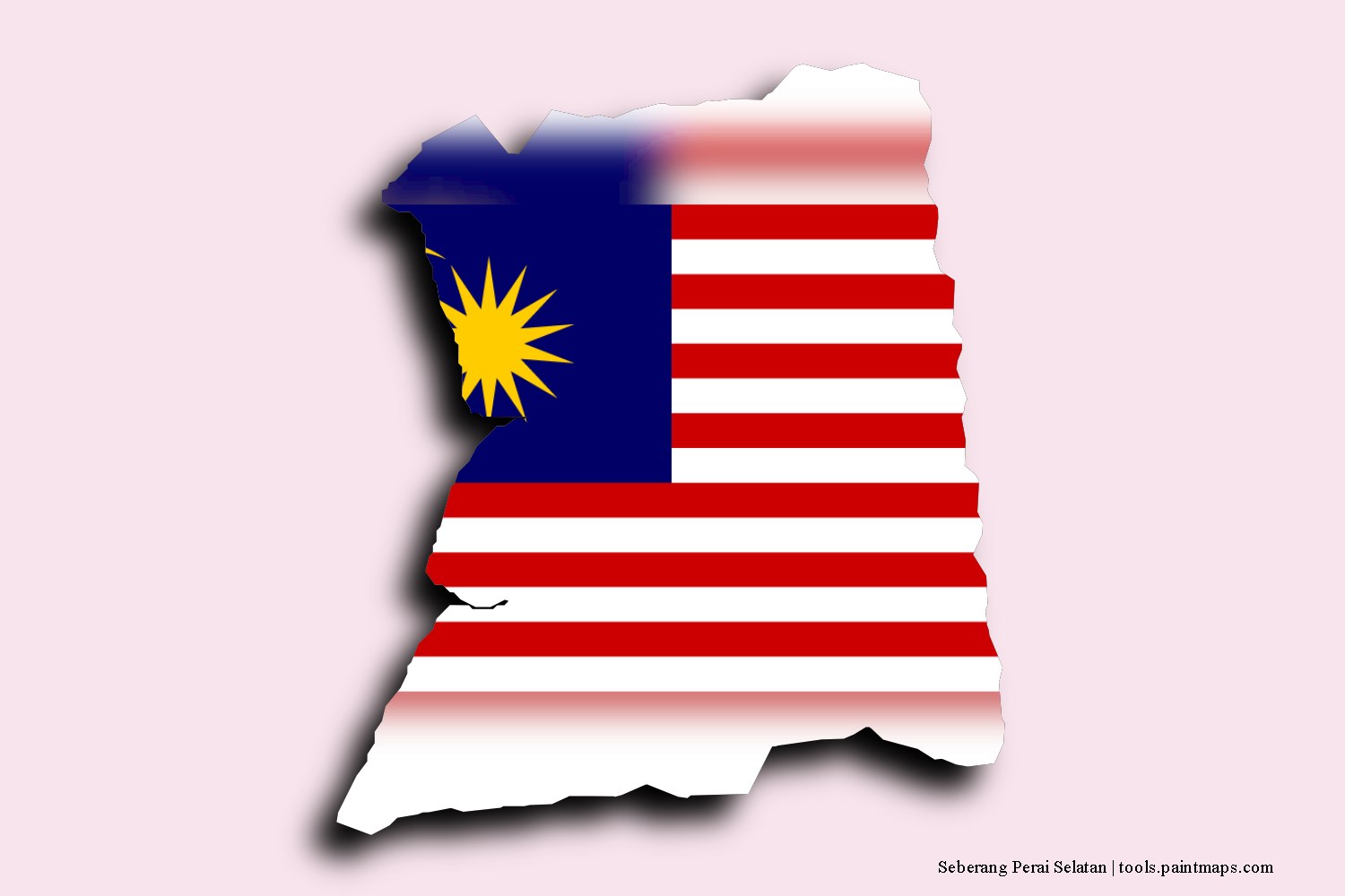 flag map of Seberang Perai Selatan with 3D shadow effect