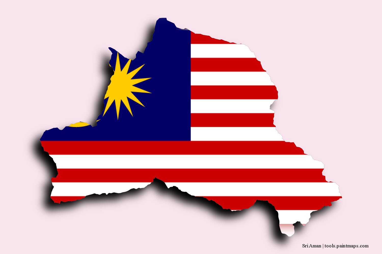 flag map of Sri Aman with 3D shadow effect