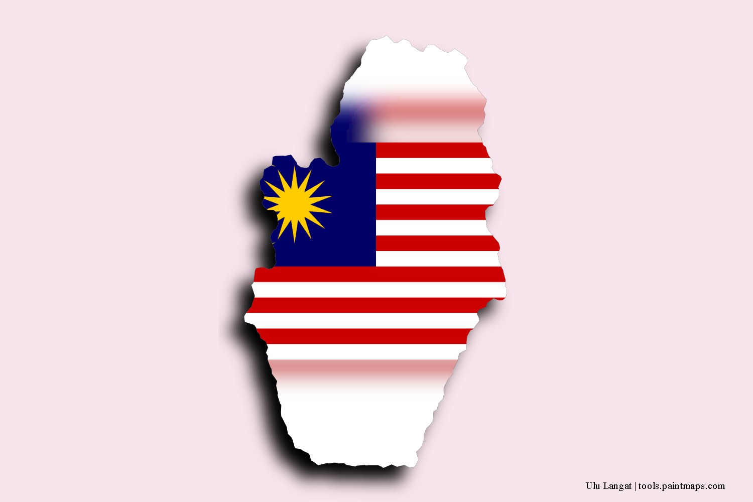 flag map of Ulu Langat with 3D shadow effect