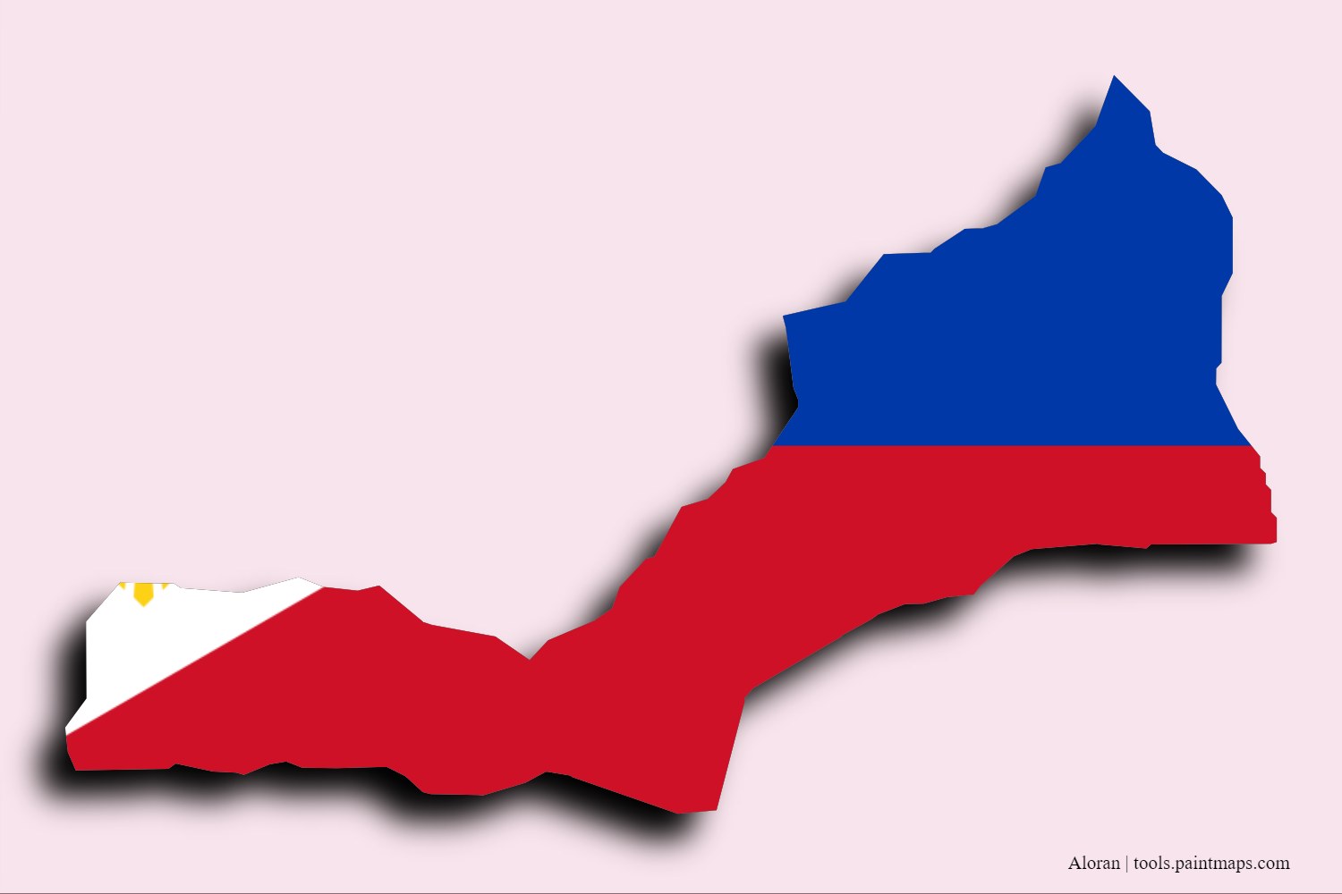 flag map of Aloran with 3D shadow effect