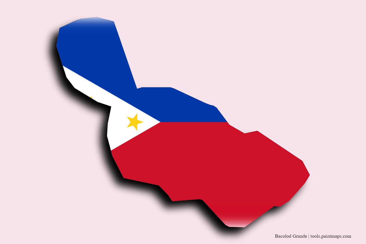 flag map of Bacolod Grande with 3D shadow effect