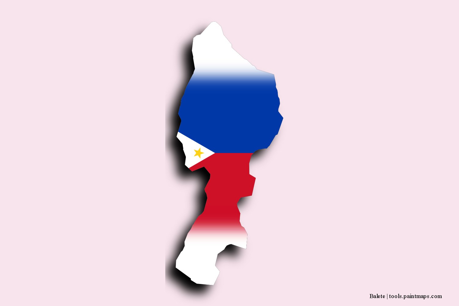 flag map of Balete with 3D shadow effect