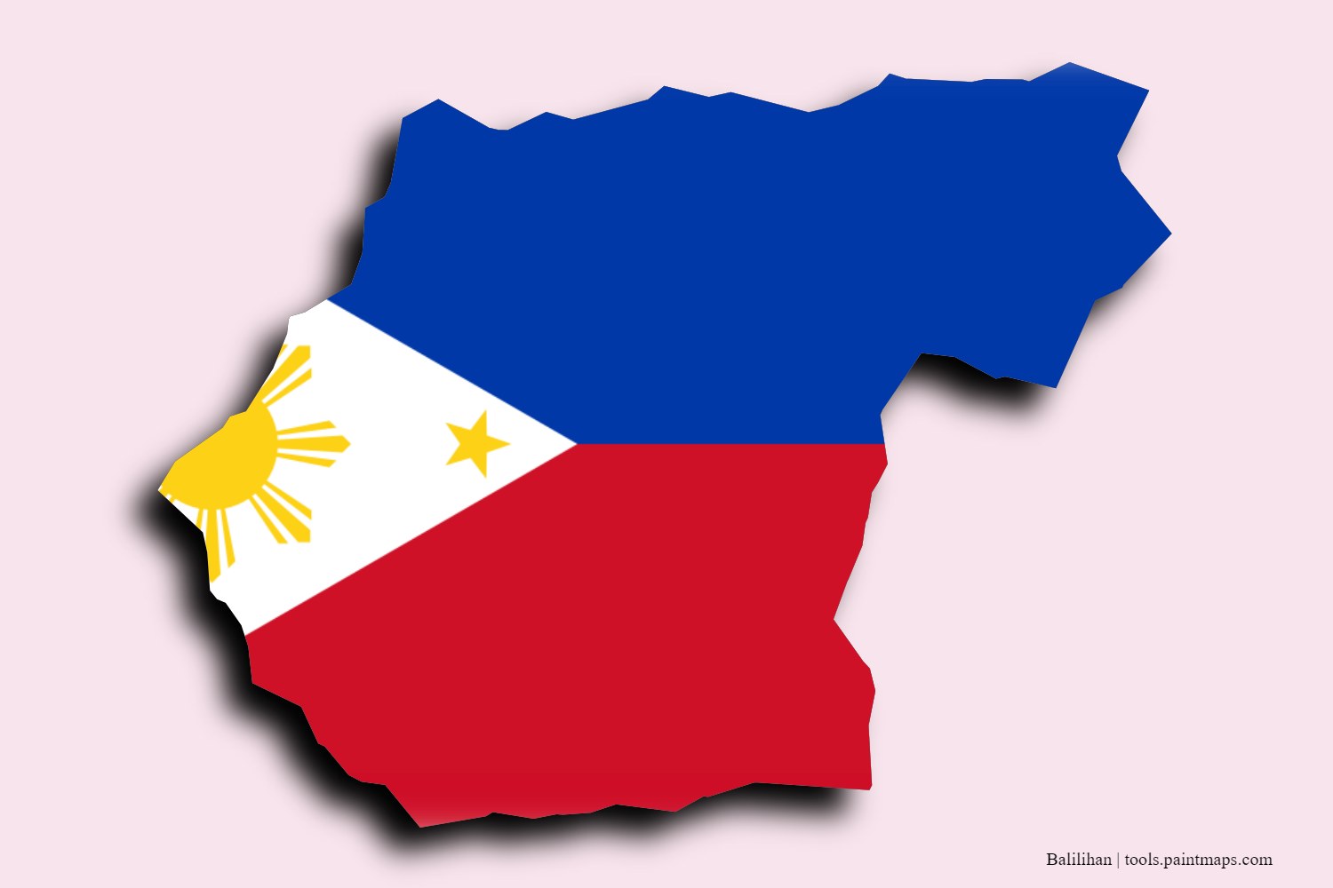 flag map of Balilihan with 3D shadow effect