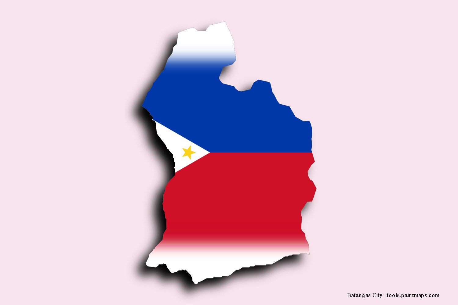 flag map of Batangas City with 3D shadow effect