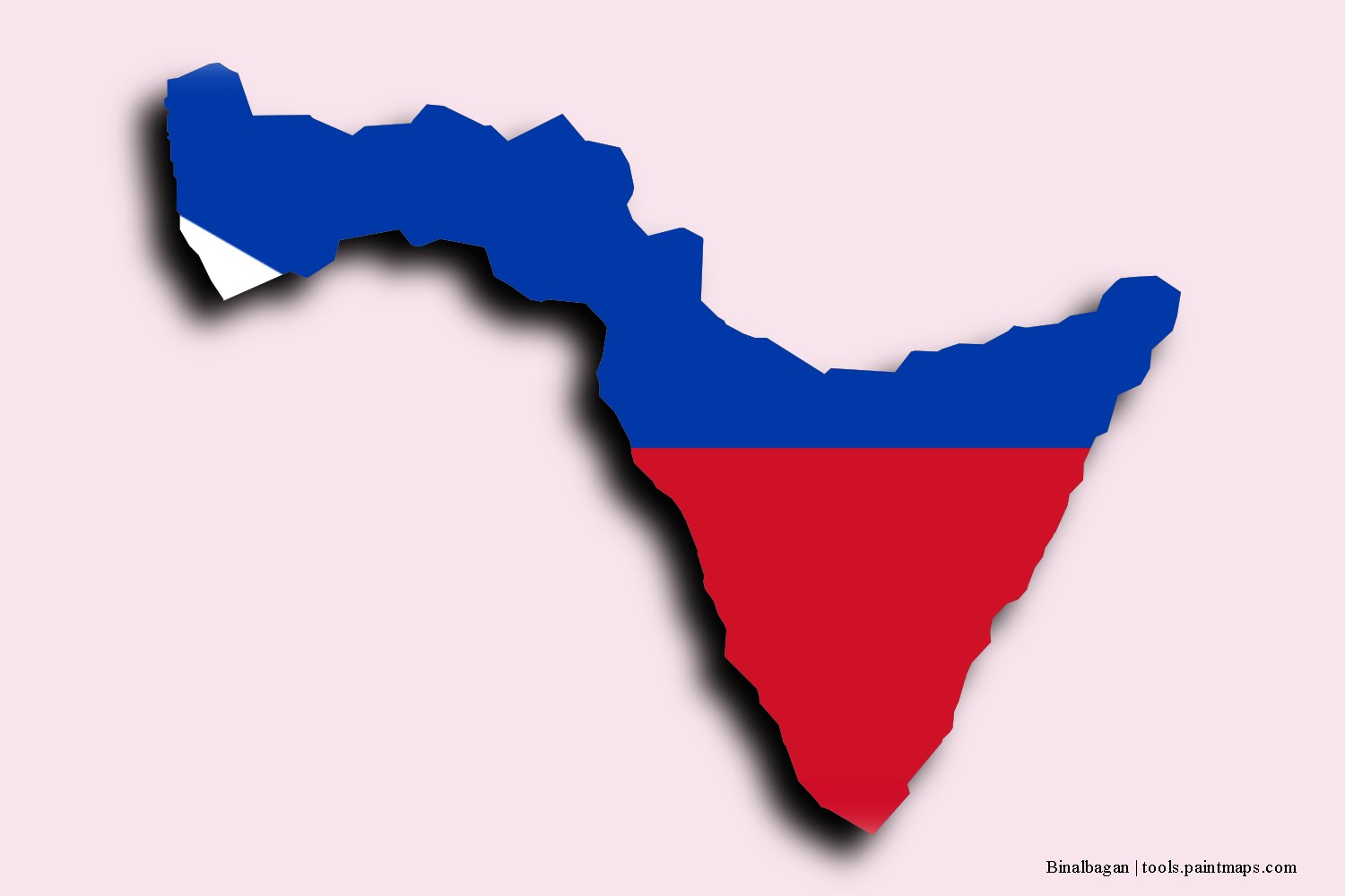 Mapa de la bandera de Binalbagan con efecto de sombra 3D