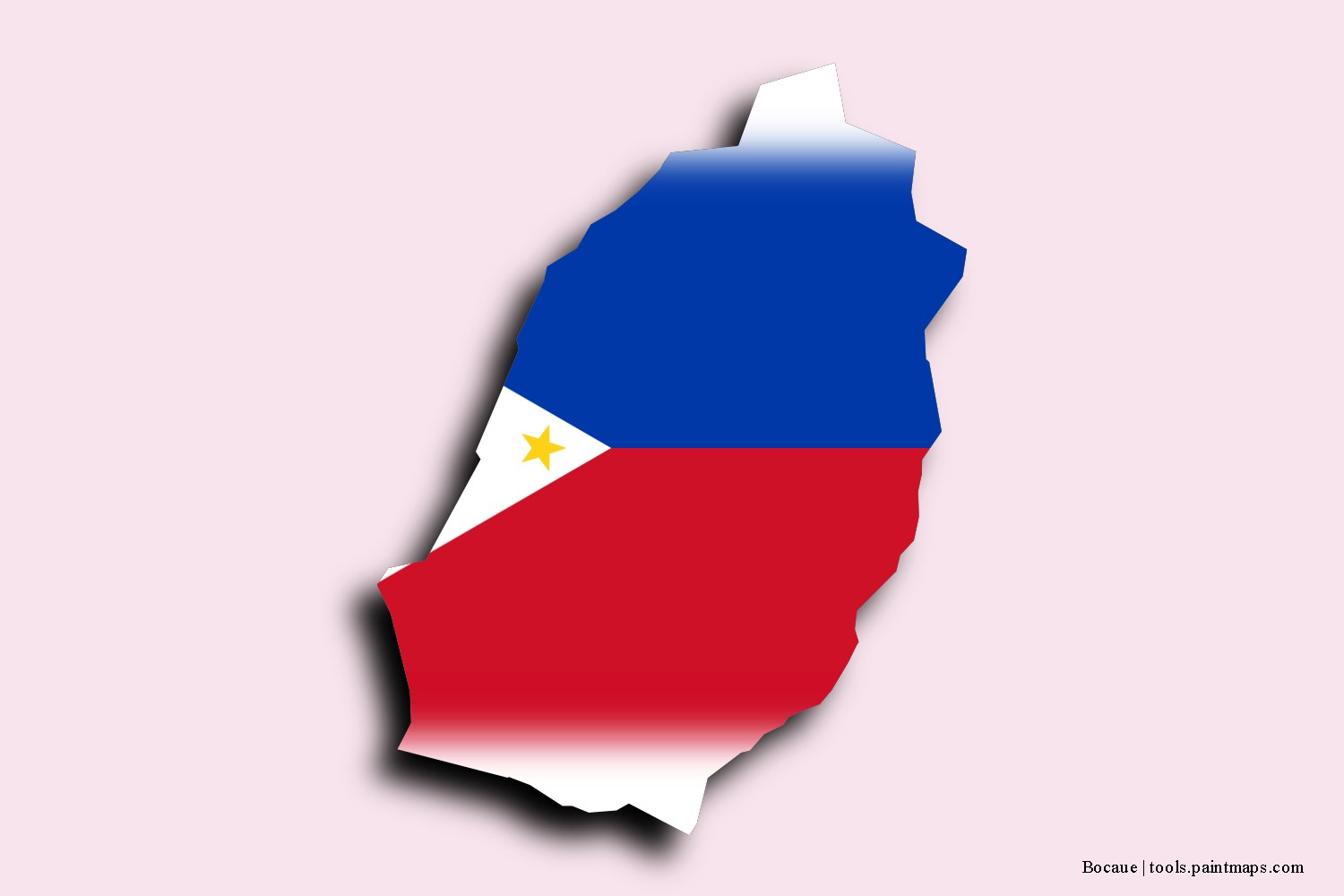 flag map of Bocaue with 3D shadow effect