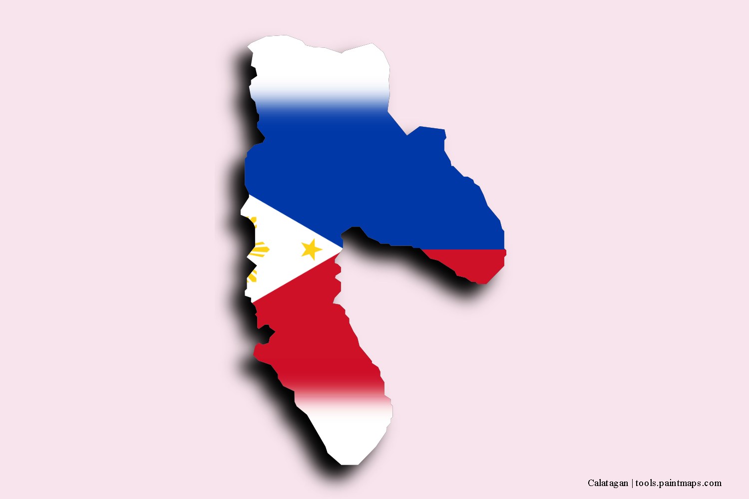 flag map of Calatagan with 3D shadow effect