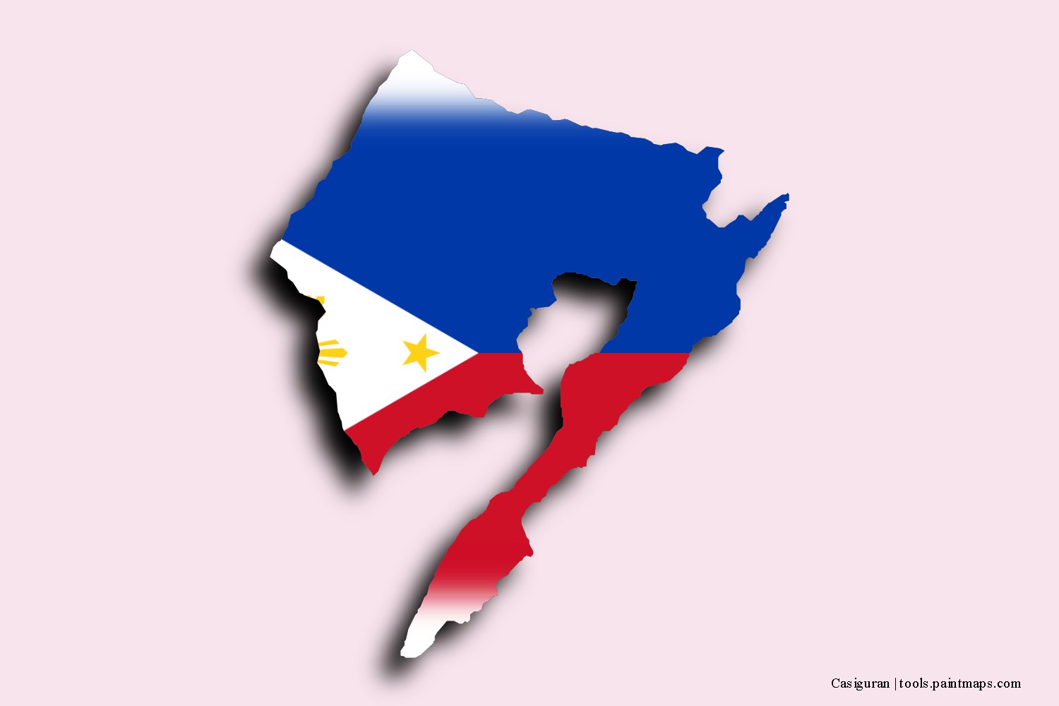 flag map of Casiguran with 3D shadow effect