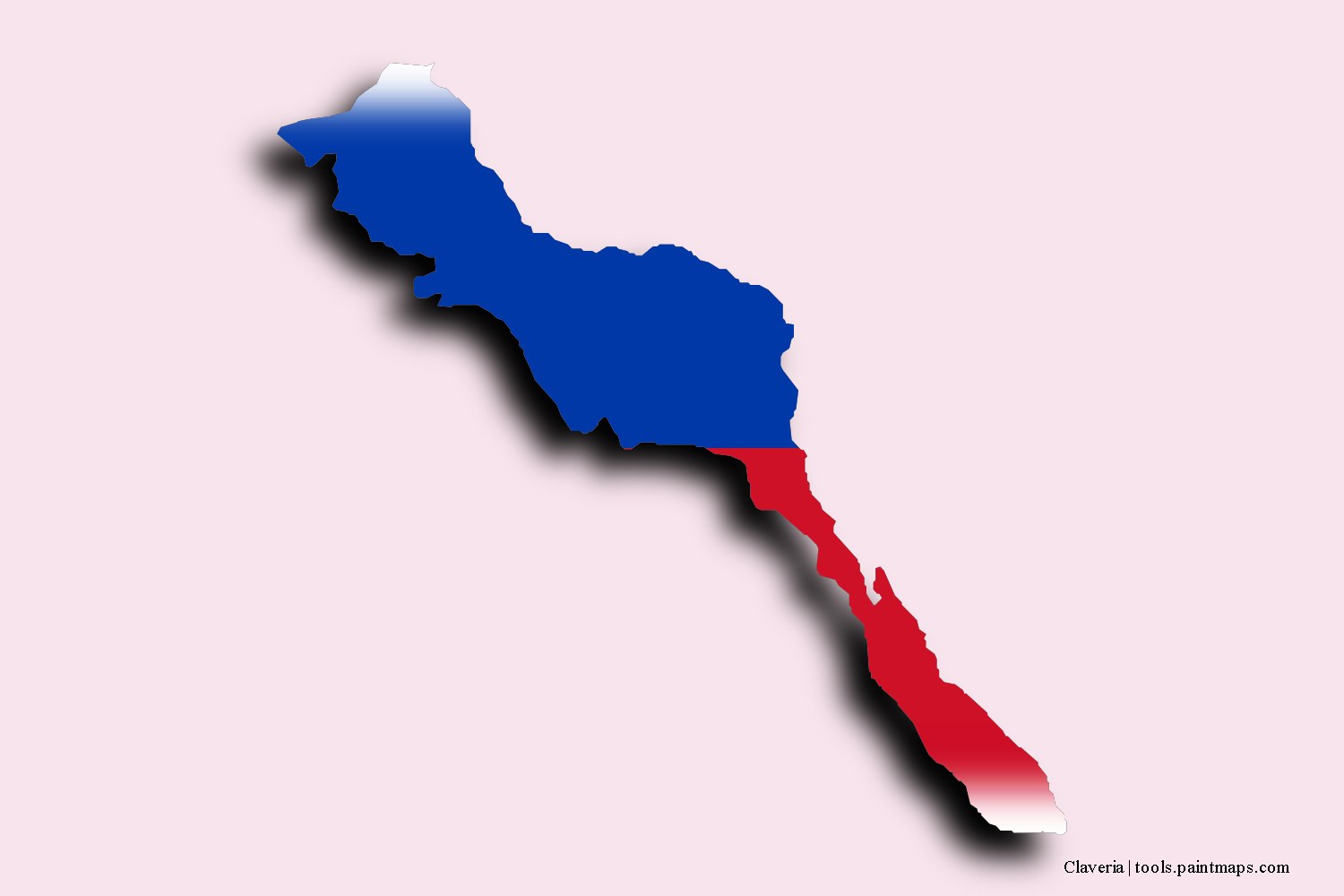 flag map of Claveria with 3D shadow effect