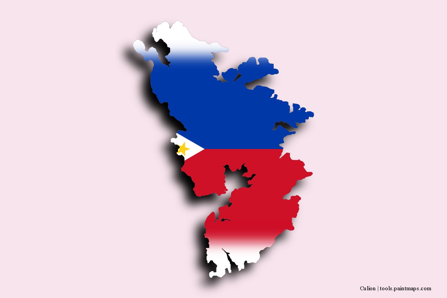 flag map of Culion with 3D shadow effect