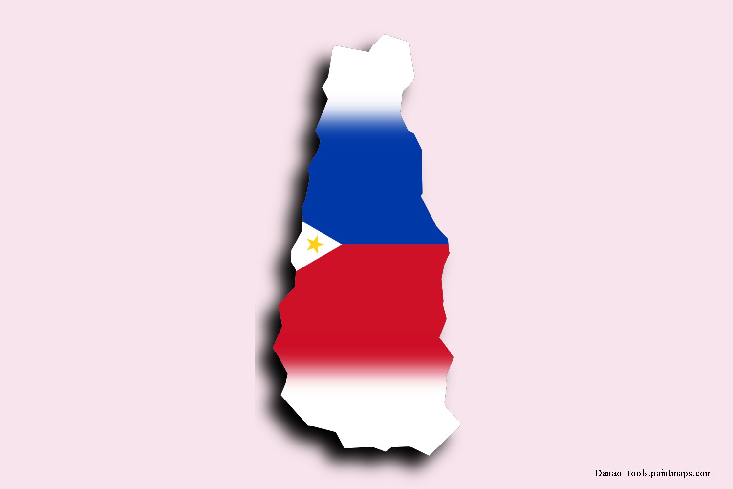 flag map of Danao with 3D shadow effect