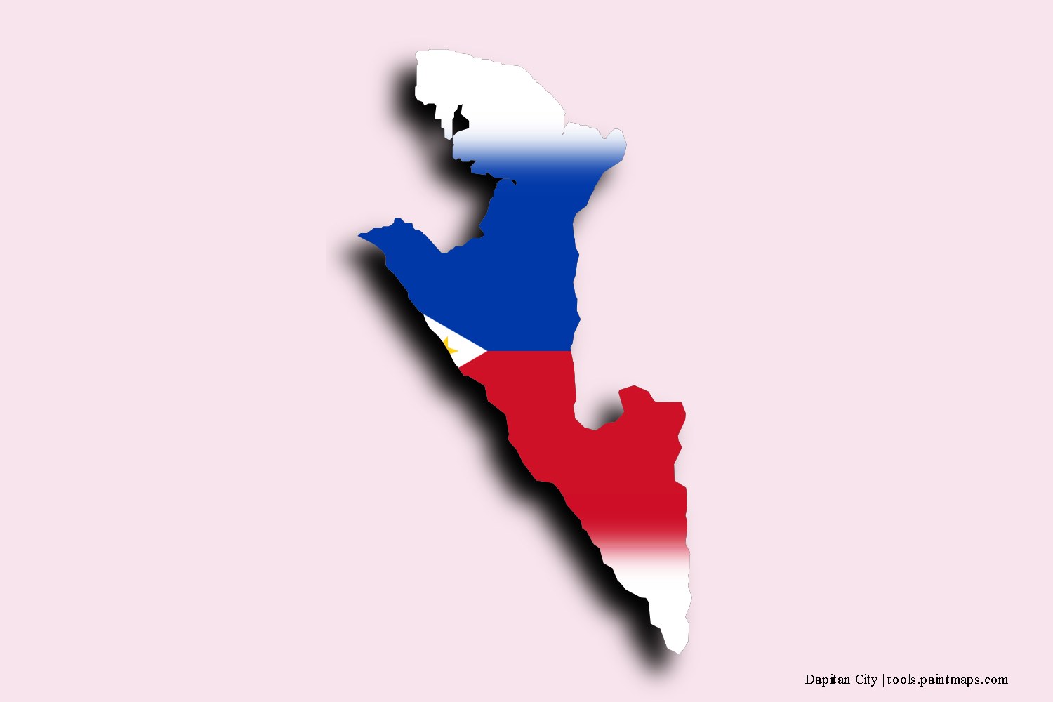 flag map of Dapitan City with 3D shadow effect