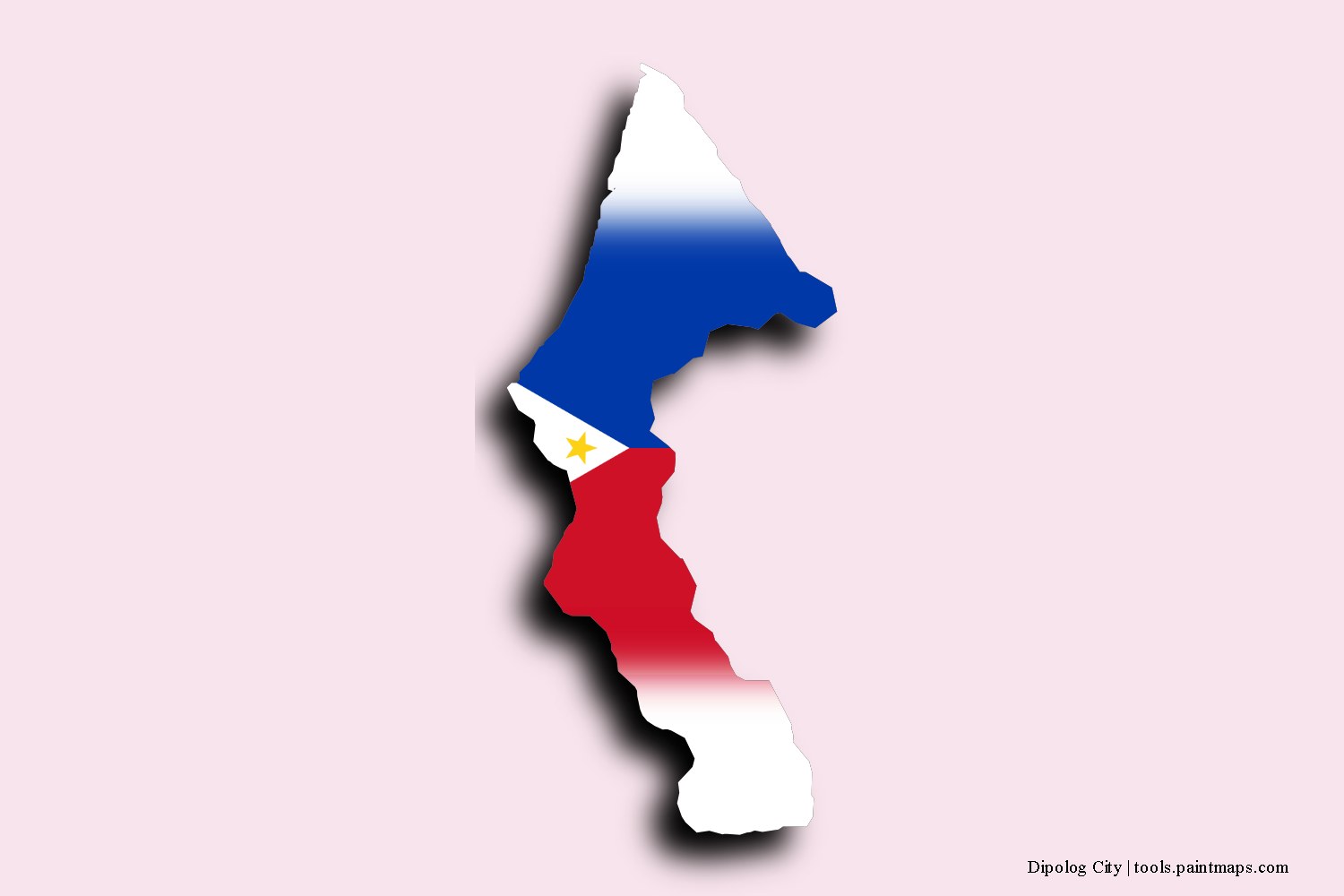 flag map of Dipolog City with 3D shadow effect