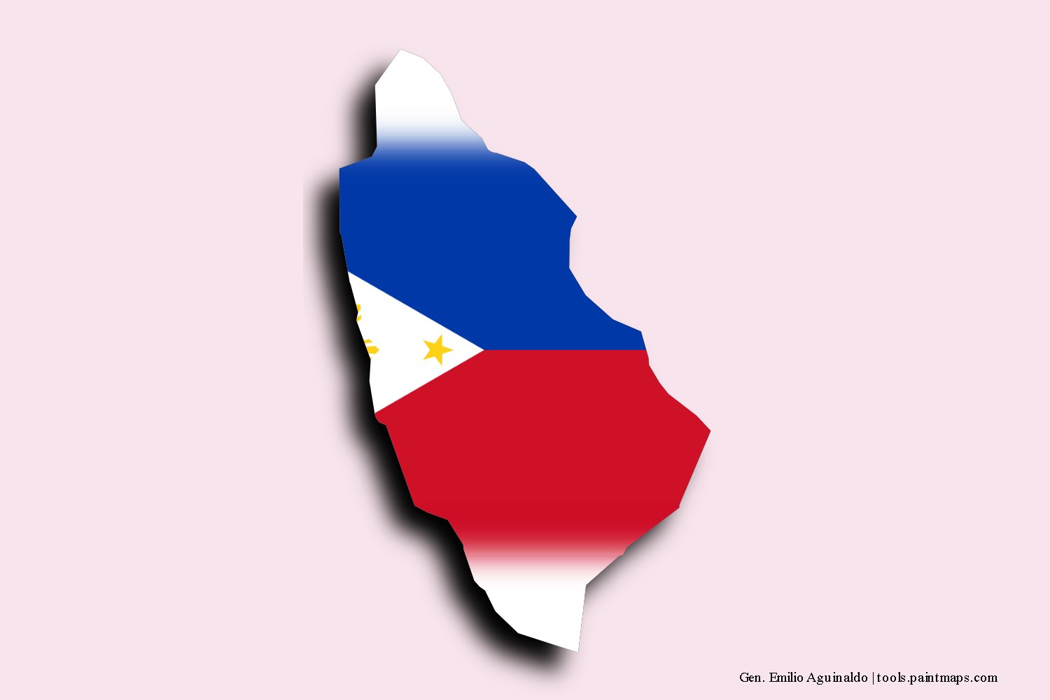 flag map of Gen. Emilio Aguinaldo with 3D shadow effect