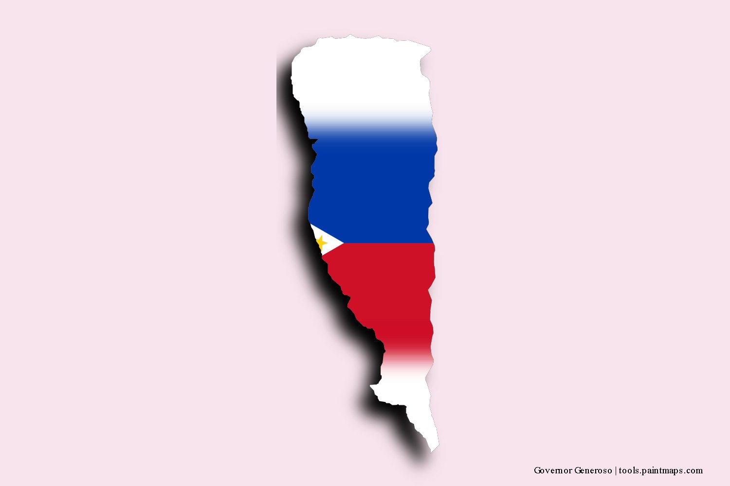 flag map of Governor Generoso with 3D shadow effect