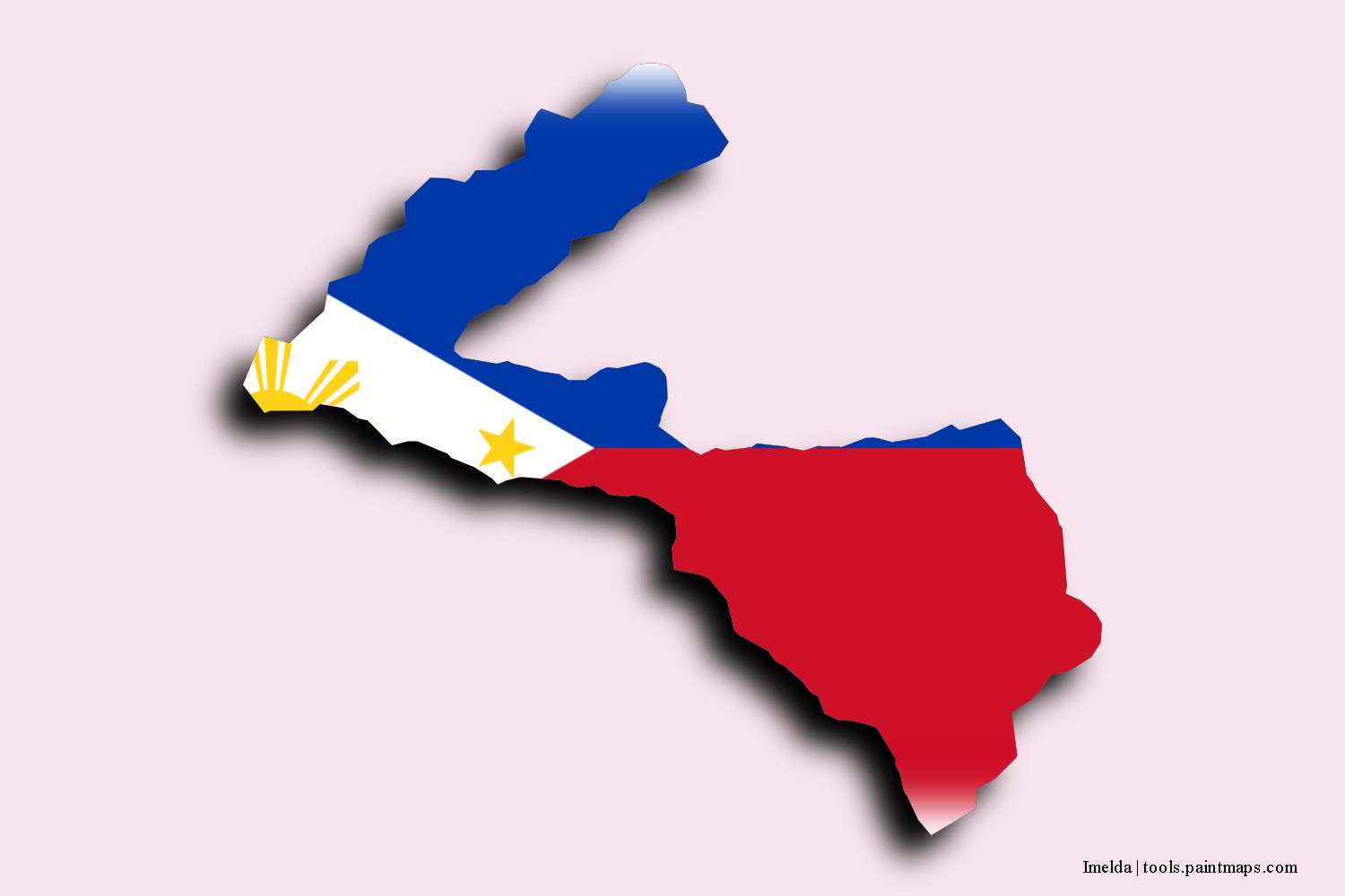 flag map of Imelda with 3D shadow effect