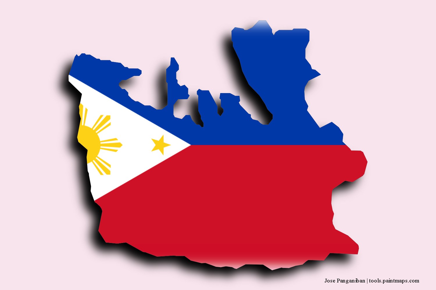 flag map of Jose Panganiban with 3D shadow effect