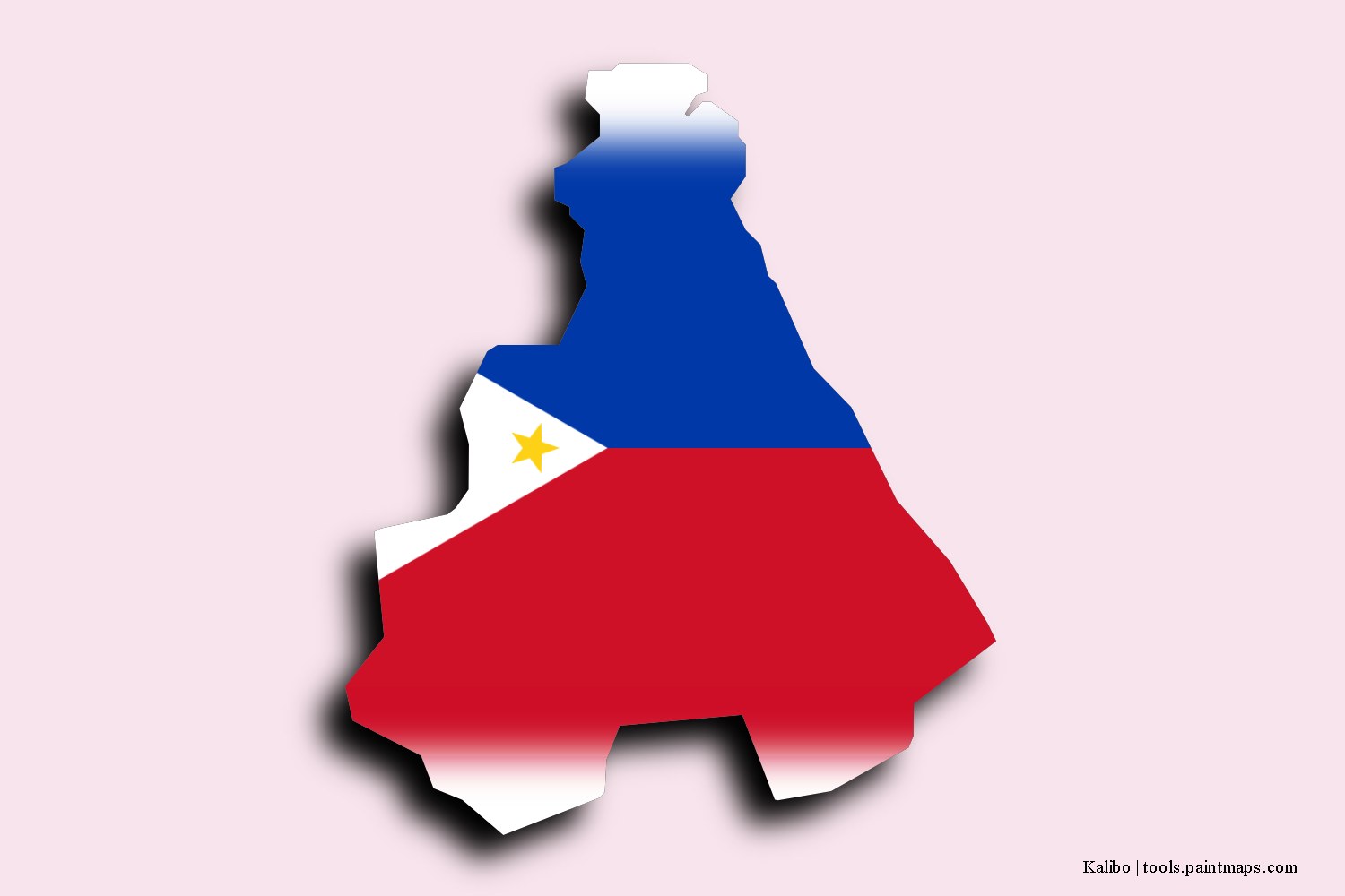 flag map of Kalibo with 3D shadow effect