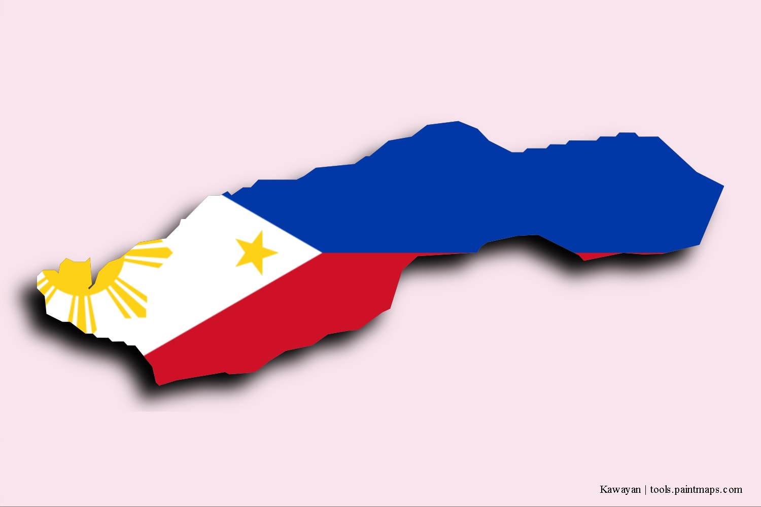 flag map of Kawayan with 3D shadow effect