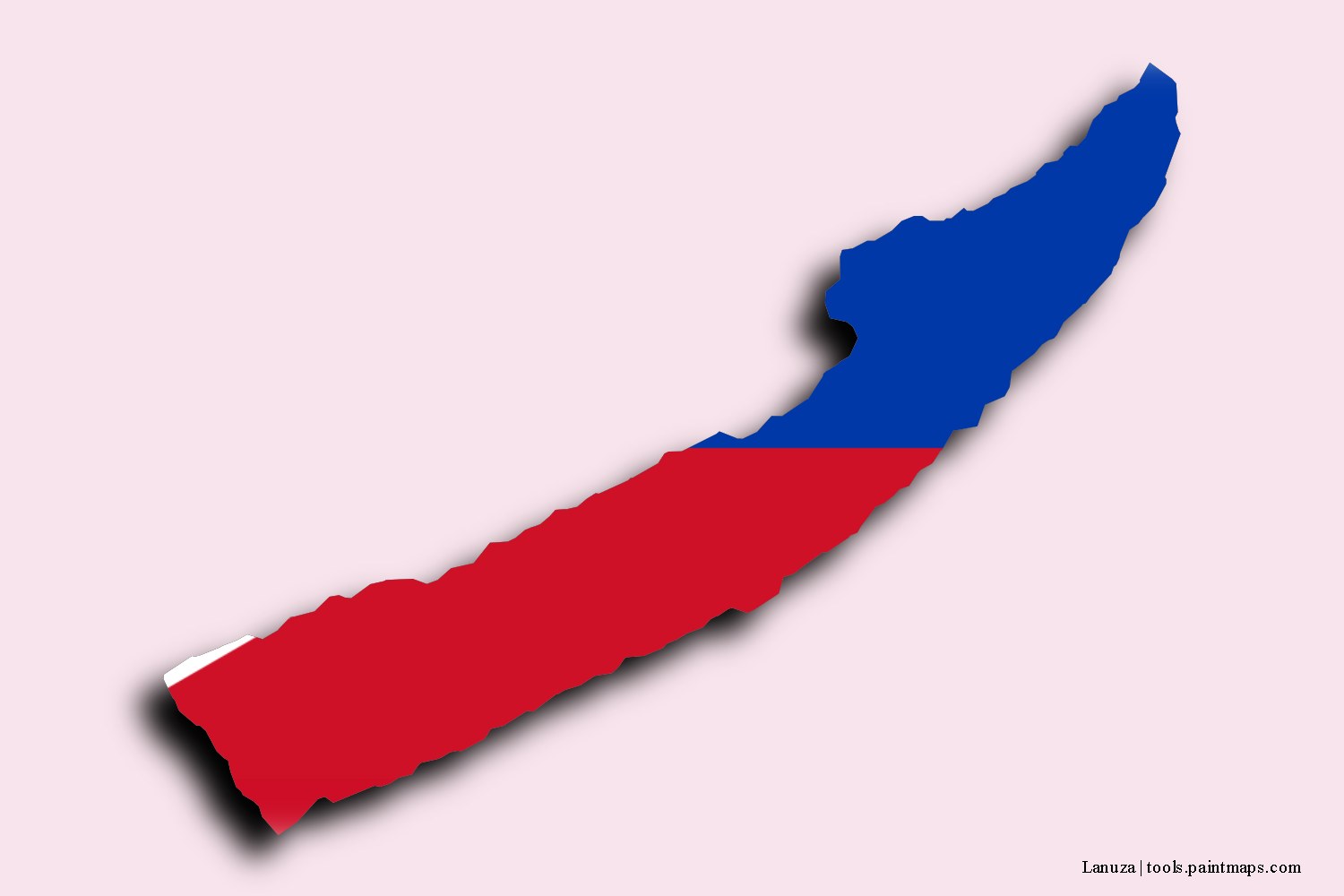 flag map of Lanuza with 3D shadow effect