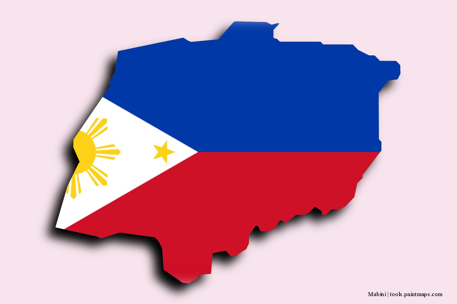 flag map of Mabini with 3D shadow effect