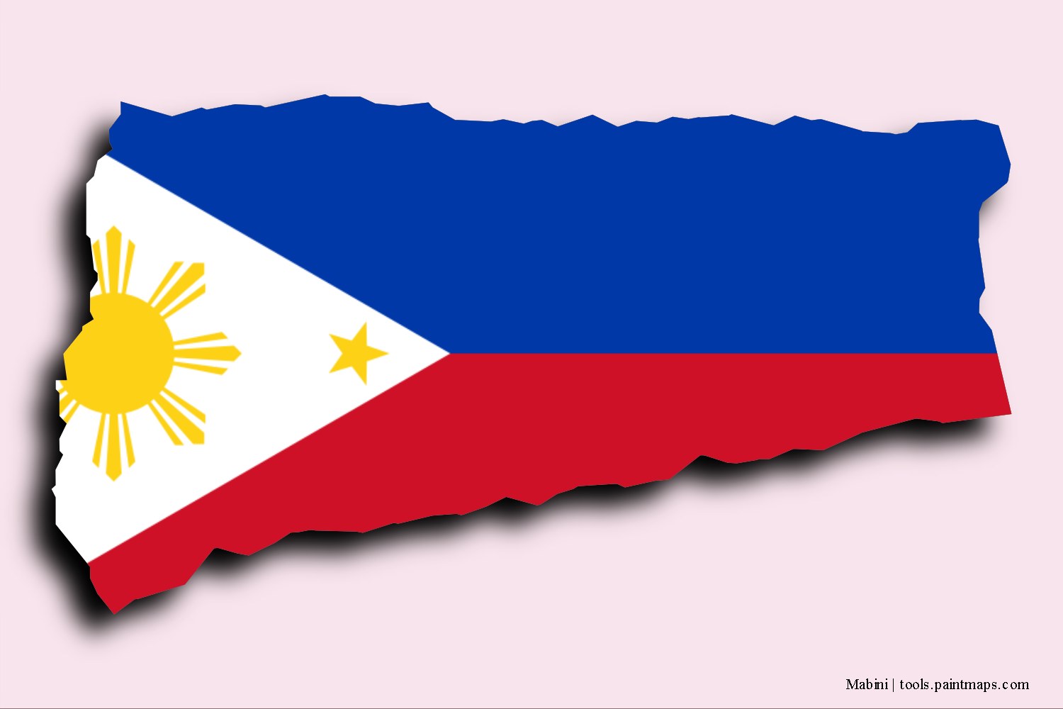 flag map of Mabini with 3D shadow effect