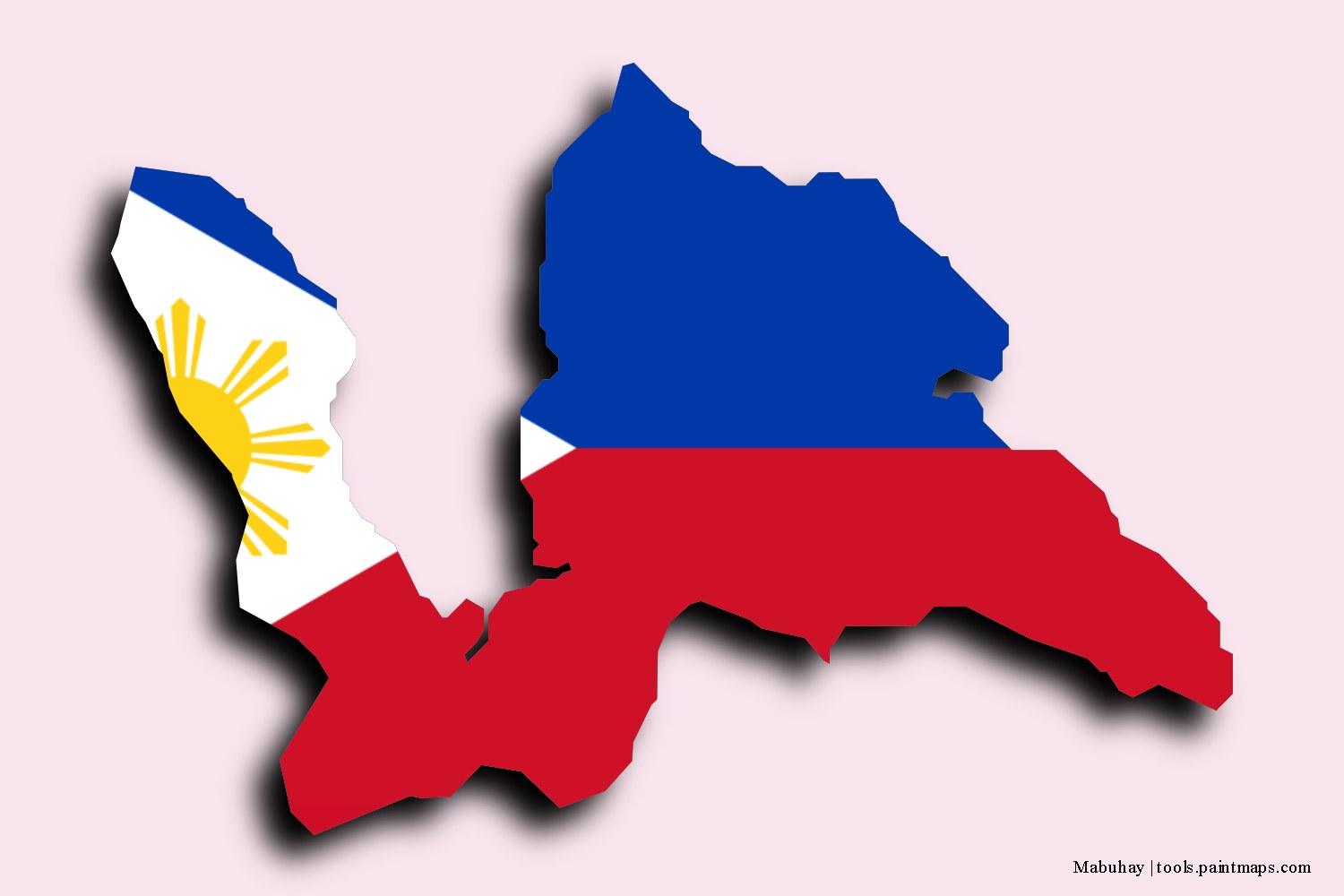 flag map of Mabuhay with 3D shadow effect